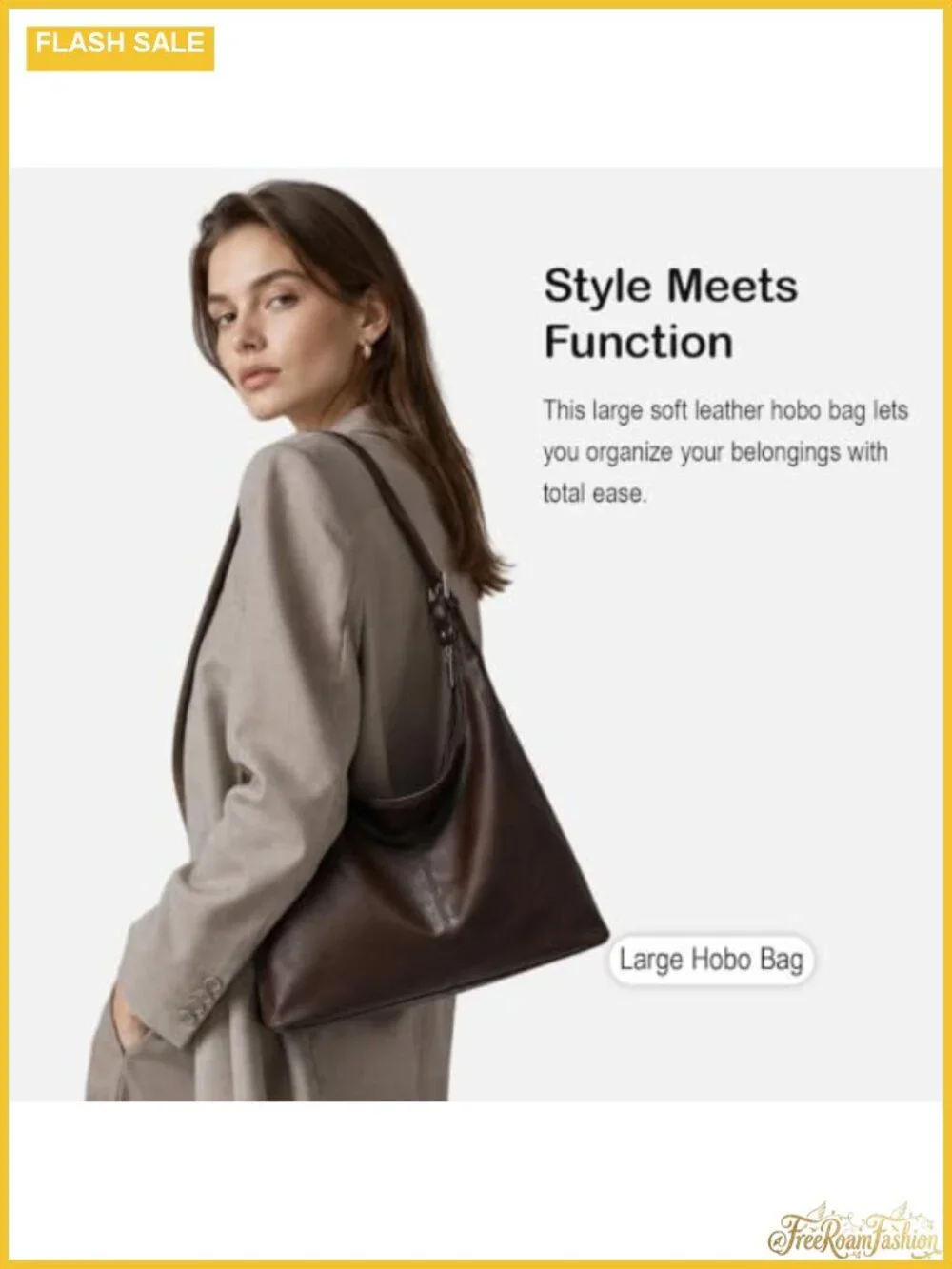 Large Slouchy Hobo Bag Vegan Leather Shoulder Purse Tote Women Work Handbag